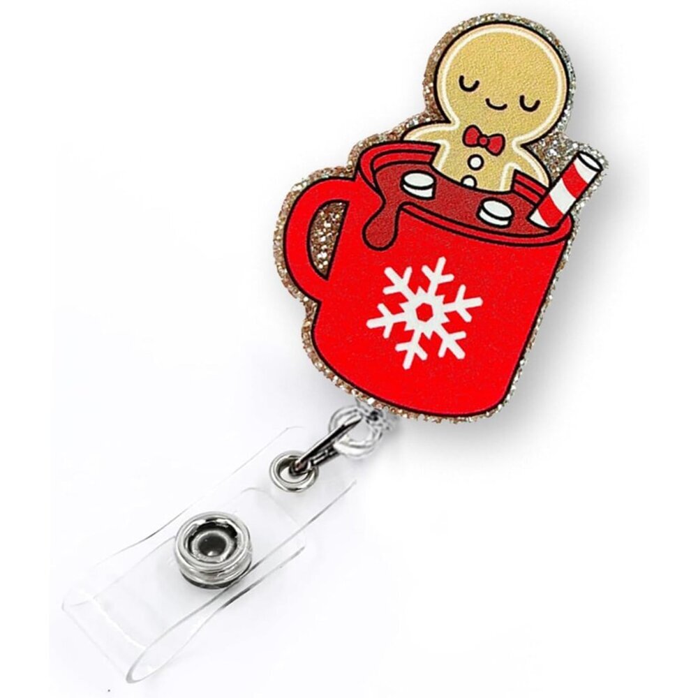 Funny Gingerbread Man Christmas Badge Reel Retractable for Nurse Nursing RN CNA